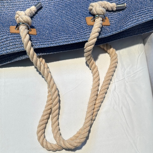 Nautical Blue Canvas Tote with Rope Handles - Picture 12 of 12